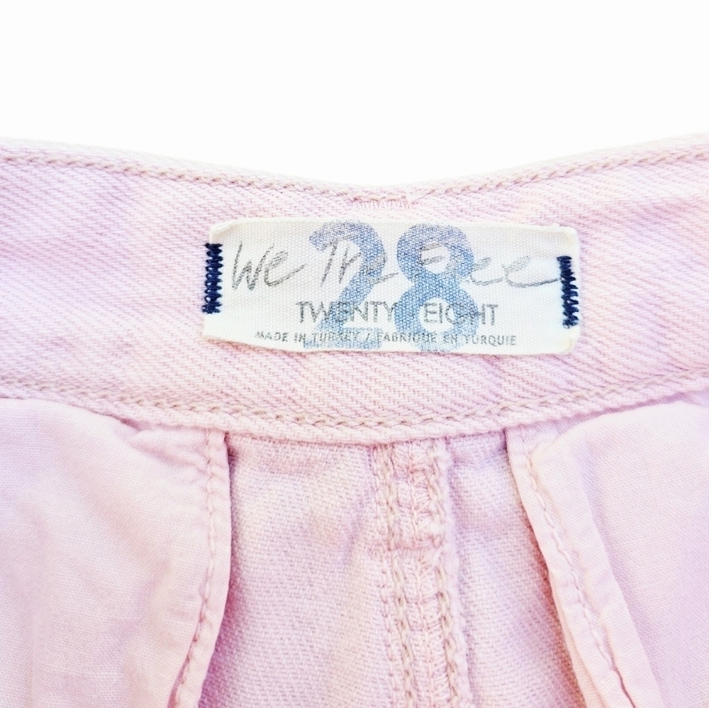 Free People City Of Lights Tapered Denim Bubble Pink Jeans, Size 28 - Picture 7 of 7